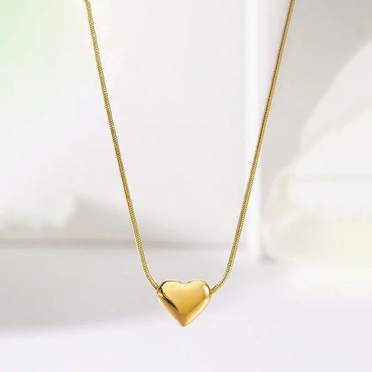 Gold-Plated Anti Tarnish Heart Themed Pendant - Solid Heart
