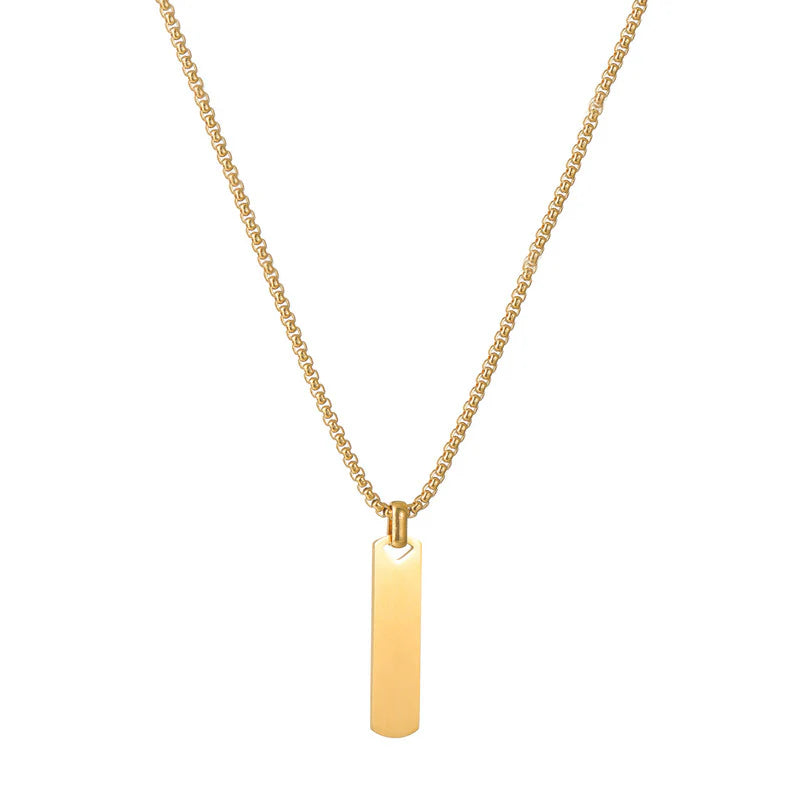 Gold Plated Stainless Steel Anti Tarnish Rectangular Hip Hop Party Pendant For Men