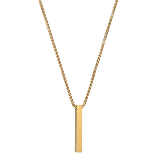 Gold Plated Stainless Steel Anti Tarnish Bar Shaped Hip Hop Party Pendant For Men