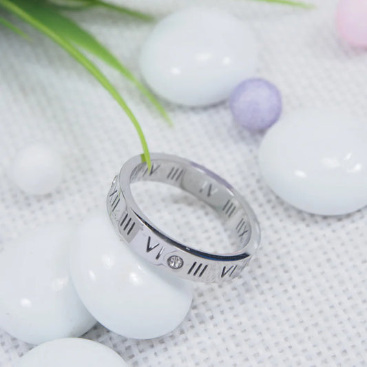 Stainless Steel Gold/Rosegold/Silver Plated Roman Numerals Finger Ring