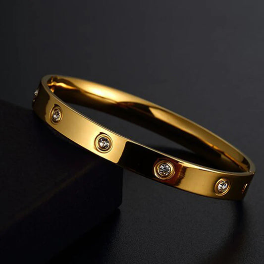 Stainless Steel Contemporary Gold Plated Love AD Anti-Tarnish Bracelet