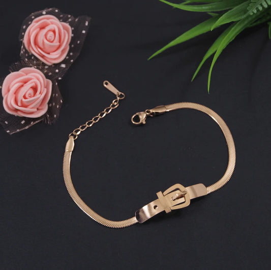 Stainless Steel Rosegold Plated Belt Buckle Bracelet