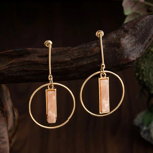 Gold Plated Round Shaped With Acrylic Style Western Fashion Earring