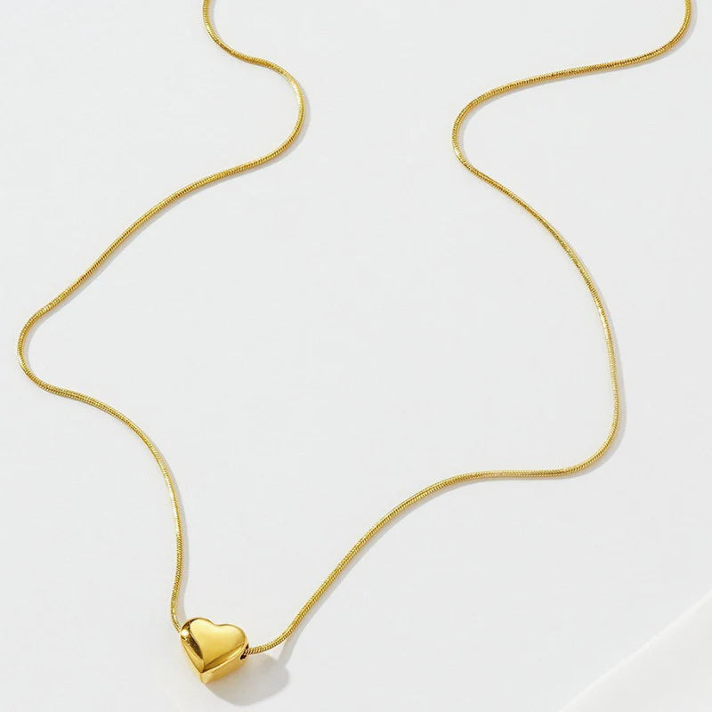 Gold-Plated Anti Tarnish Heart Themed Pendant - Solid Heart