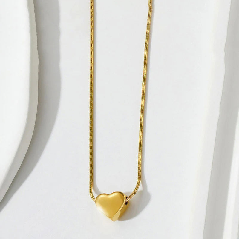 Gold-Plated Anti Tarnish Heart Themed Pendant - Solid Heart