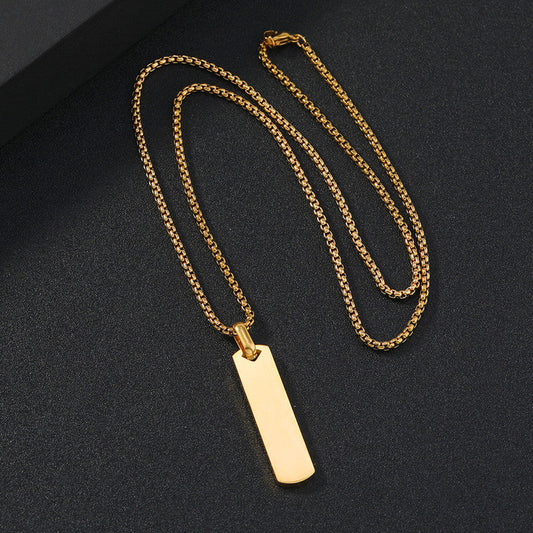Gold Plated Stainless Steel Anti Tarnish Rectangular Hip Hop Party Pendant For Men