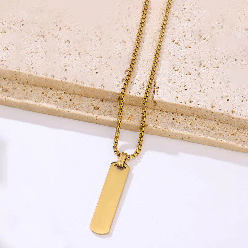 Gold Plated Stainless Steel Anti Tarnish Rectangular Hip Hop Party Pendant For Men