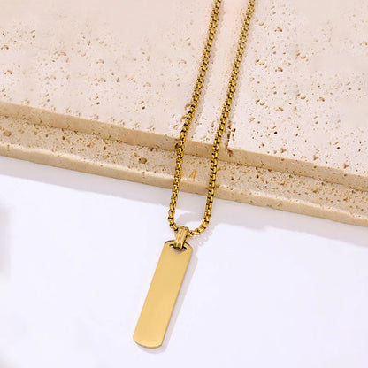 Gold Plated Stainless Steel Anti Tarnish Rectangular Hip Hop Party Pendant For Men
