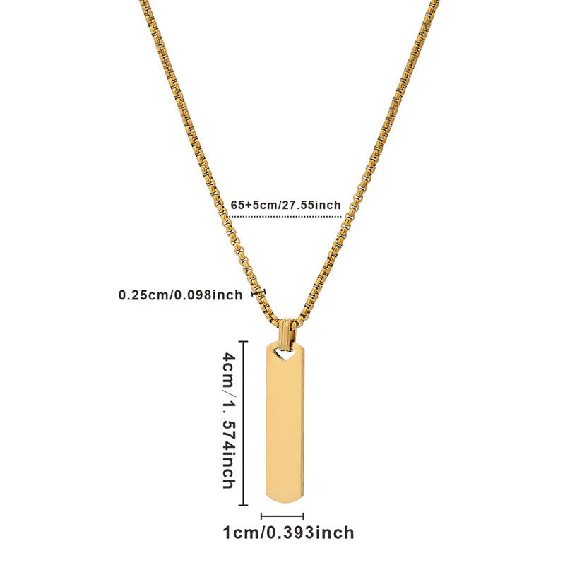 Gold Plated Stainless Steel Anti Tarnish Rectangular Hip Hop Party Pendant For Men