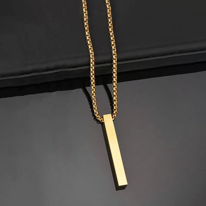 Gold Plated Stainless Steel Anti Tarnish Bar Shaped Hip Hop Party Pendant For Men