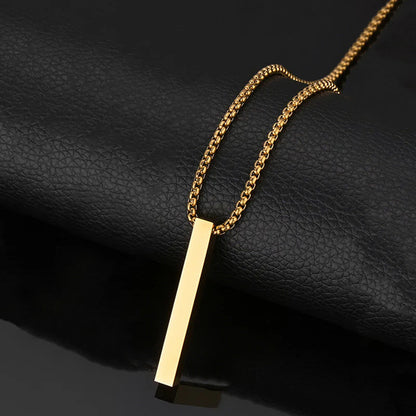 Gold Plated Stainless Steel Anti Tarnish Bar Shaped Hip Hop Party Pendant For Men