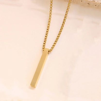 Gold Plated Stainless Steel Anti Tarnish Bar Shaped Hip Hop Party Pendant For Men