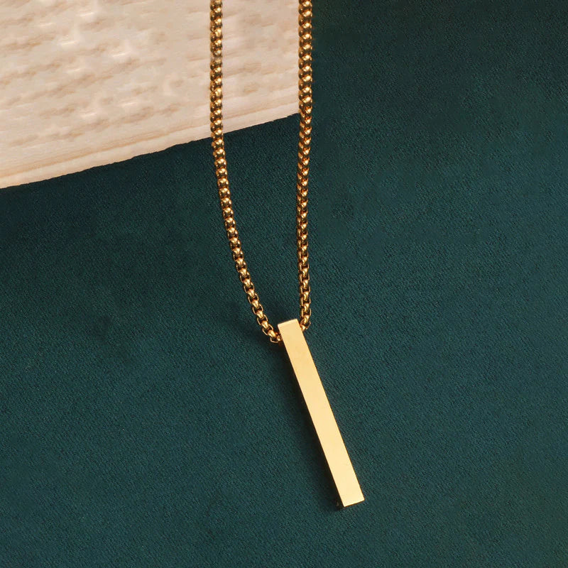 Gold Plated Stainless Steel Anti Tarnish Bar Shaped Hip Hop Party Pendant For Men