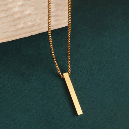 Gold Plated Stainless Steel Anti Tarnish Bar Shaped Hip Hop Party Pendant For Men