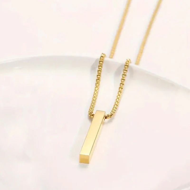 Gold Plated Stainless Steel Anti Tarnish Bar Shaped Hip Hop Party Pendant For Men
