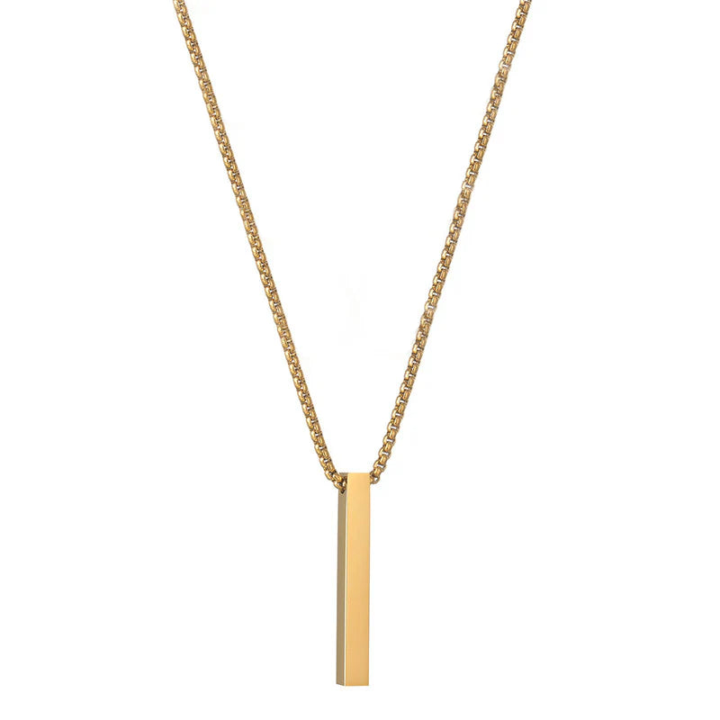 Gold Plated Stainless Steel Anti Tarnish Bar Shaped Hip Hop Party Pendant For Men