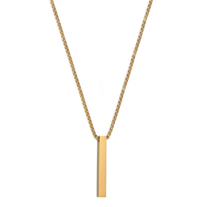 Gold Plated Stainless Steel Anti Tarnish Bar Shaped Hip Hop Party Pendant For Men