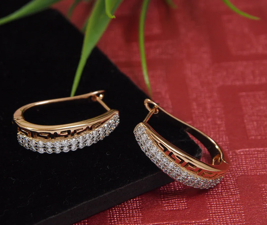 Gold Plated Curve Shaped Cubic Earring