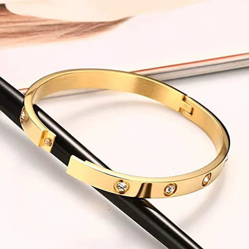 Stainless Steel Contemporary Gold Plated Love AD Anti-Tarnish Bracelet
