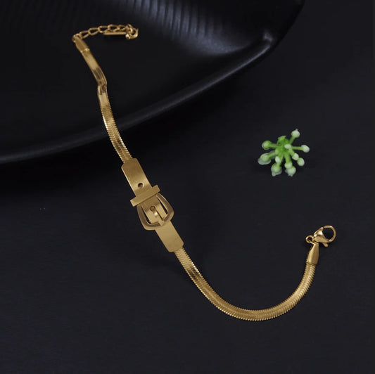 Stainless Steel Rosegold Plated Belt Buckle Bracelet