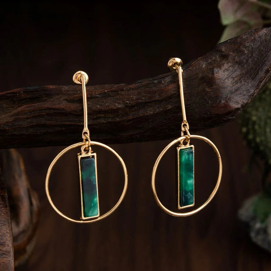 Gold Plated Round Shaped With Acrylic Style Western Fashion Earring