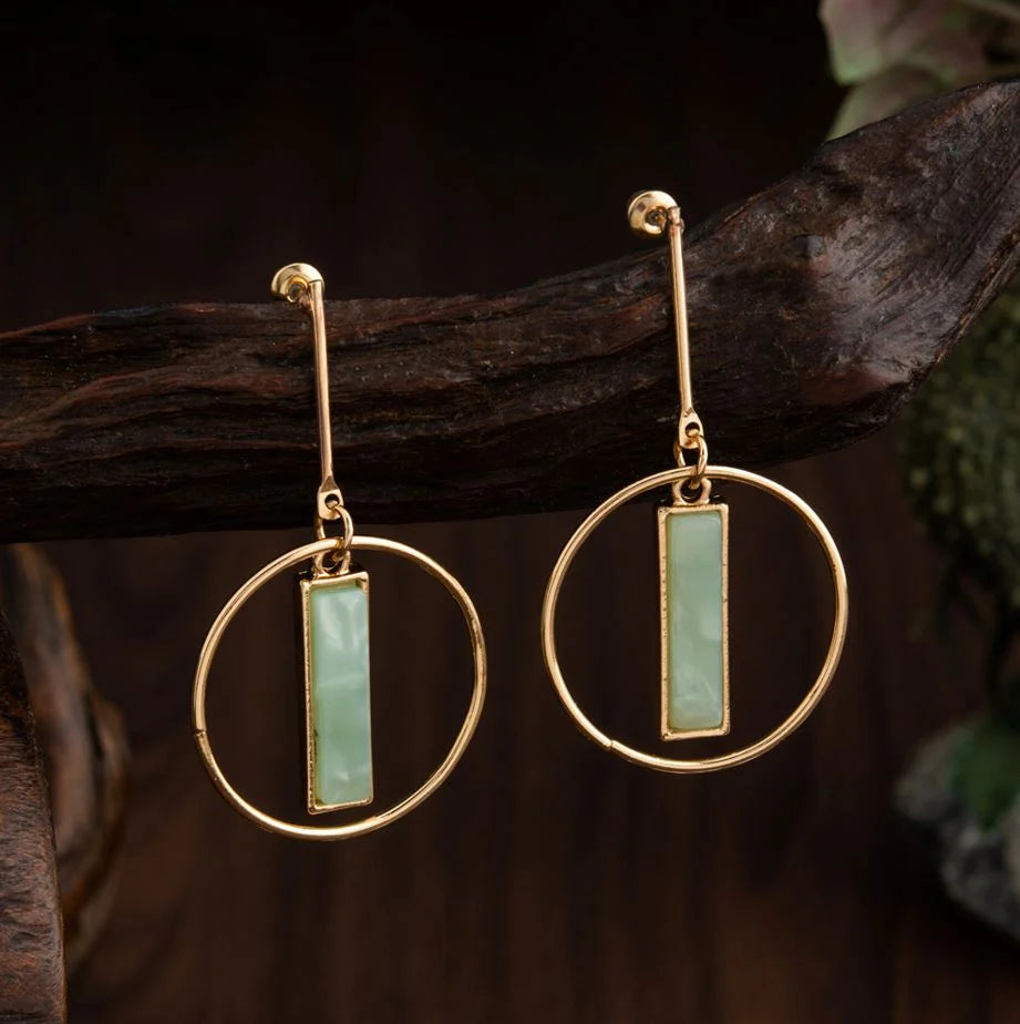 Gold Plated Round Shaped With Acrylic Style Western Fashion Earring