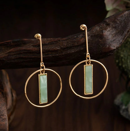Gold Plated Round Shaped With Acrylic Style Western Fashion Earring